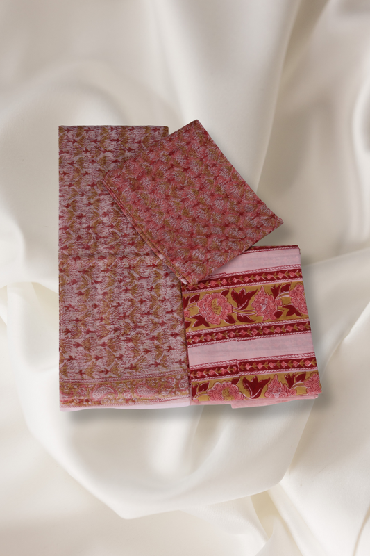 Kavita: Handblock Bagru Print Kota Doria Suit Set