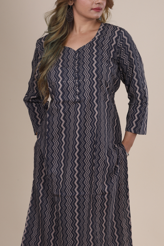 Tara: Ajrakh Handblock Cotton Kurti