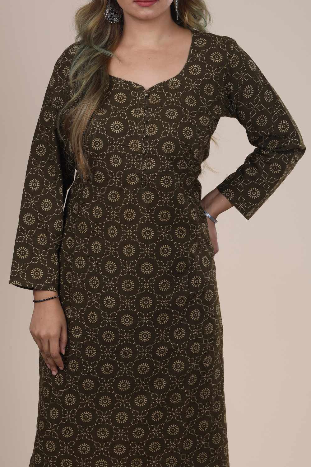 Tara: Ajrakh Handblock Cotton Kurti