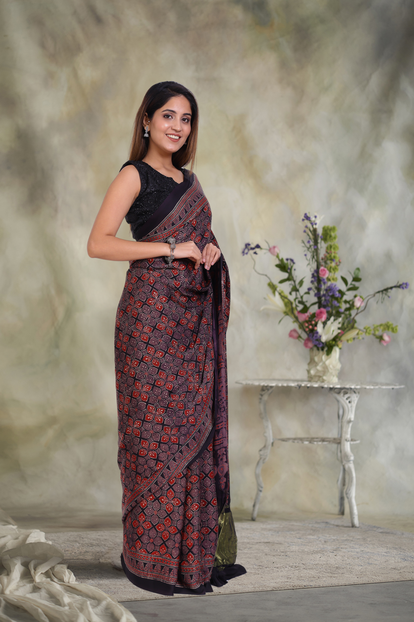 Zari Odyssey: Ajrakh Zari Modal Silk Saree