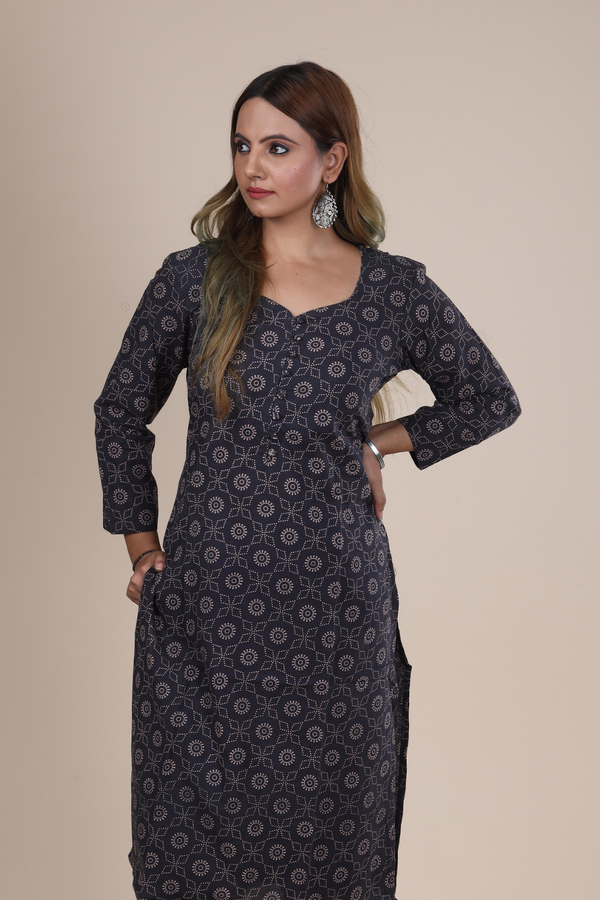 Tara: Ajrakh Handblock Cotton Kurti