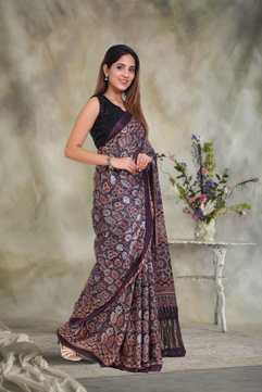 Zari Odyssey: Ajrakh Zari Modal Silk Saree