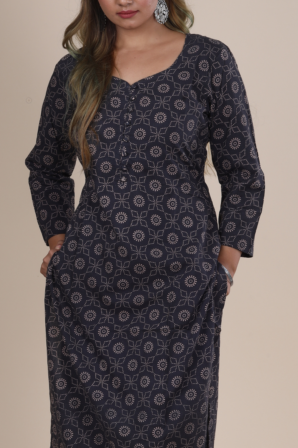 Tara: Ajrakh Handblock Cotton Kurti