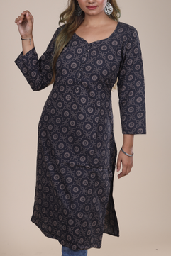 Tara: Ajrakh Handblock Cotton Kurti