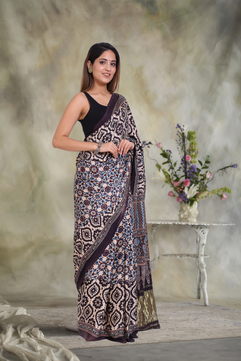 Zari Odyssey: Ajrakh Zari Modal Silk Saree