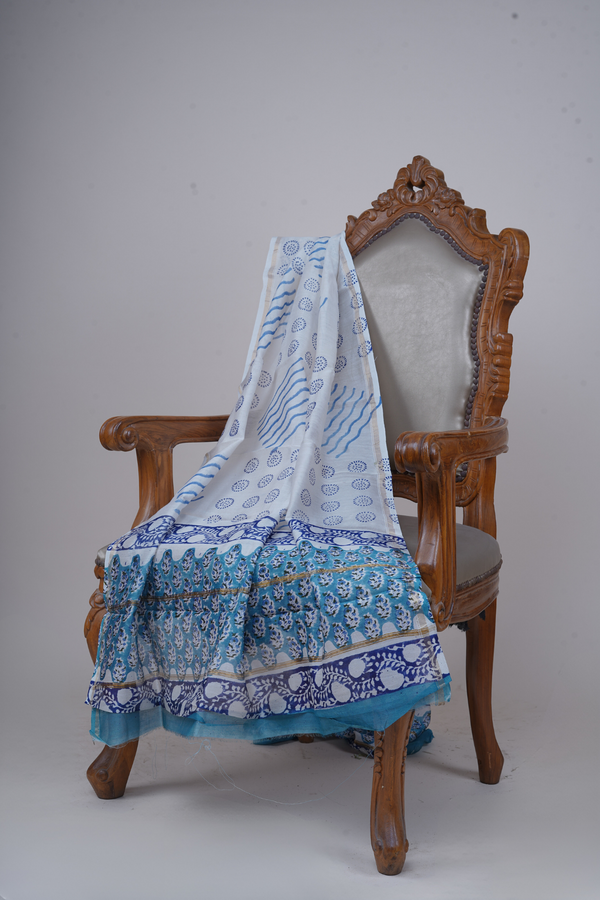 Chhaya: Handblock Jahota Print Maheshwari Silk Suit Set