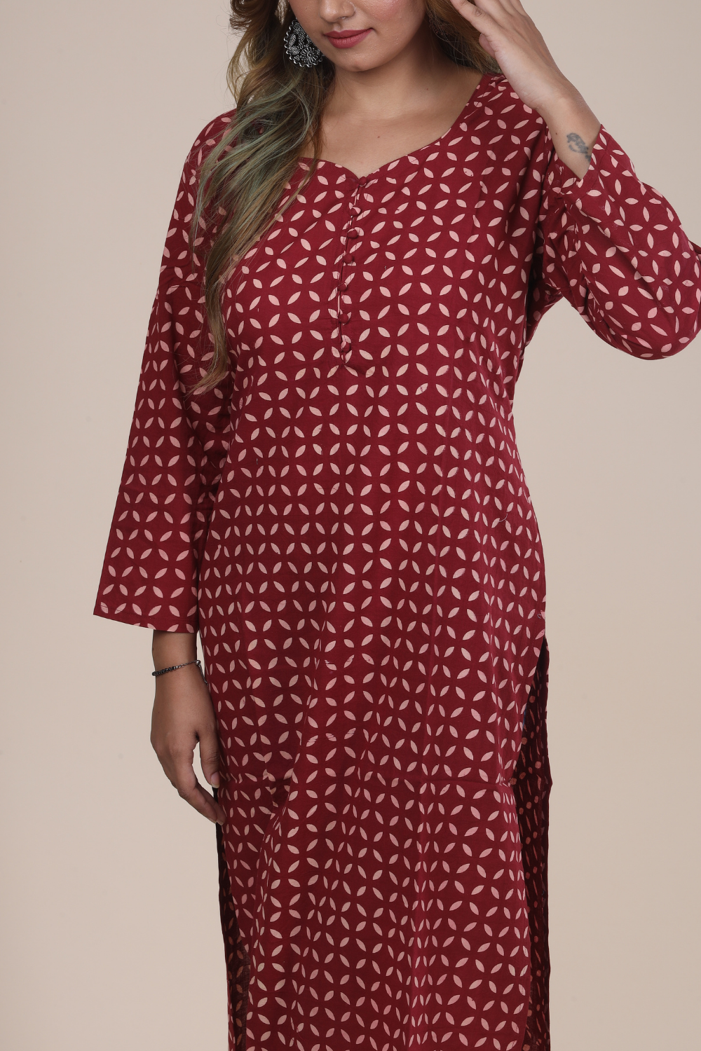 Tara: Ajrakh Handblock Cotton Kurti