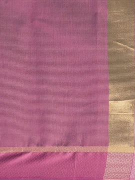 Beige & Purple Cotton Blend Woven Design Saree